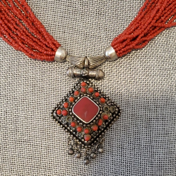 indian tribes Jewelry Vintage Authentic Coral Indian Jewelry Set